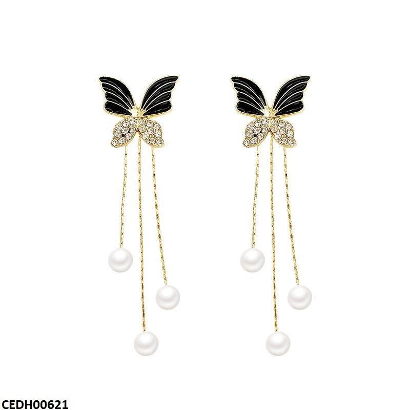 Butterfly/Pearl Drop Earrings