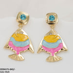 Multi Painted Fish Earrings Pair