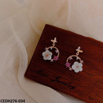 Butterfly Flower Drop Earrings Pair - CEDH