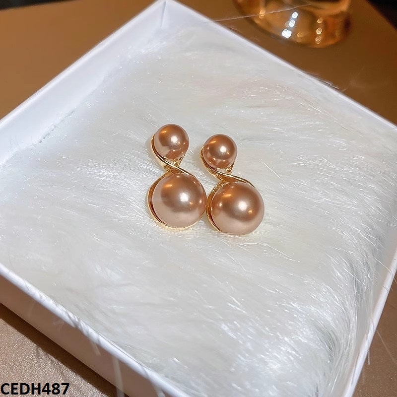 CEDH487 YYZ Round Pearl Drop Earrings - CEDH