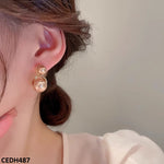 CEDH487 YYZ Round Pearl Drop Earrings - CEDH