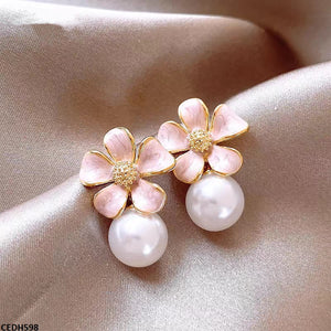 Flower Pearl Drop Earrings