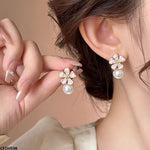 Flower Pearl Drop Earrings