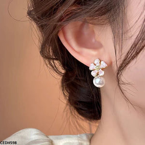 Flower Pearl Drop Earrings