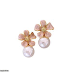 Flower Pearl Drop Earrings