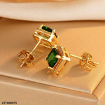 Square Emerald Stud Tops Pair