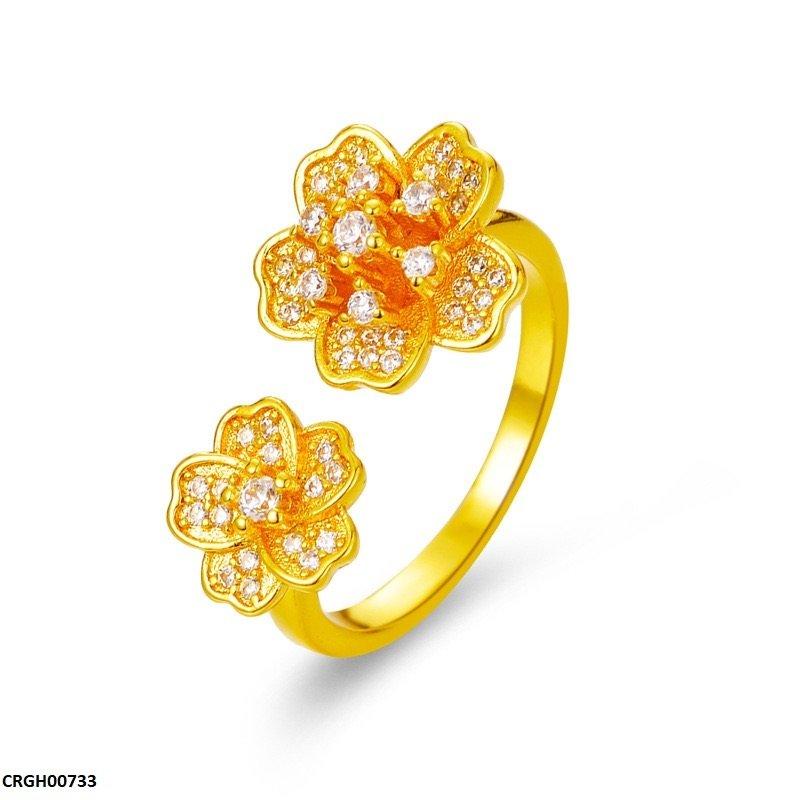 CRGH00733 ZFQ Double Flower Ring Adjustable - CRGH