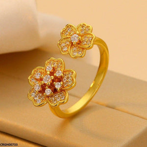 CRGH00733 ZFQ Double Flower Ring Adjustable - CRGH