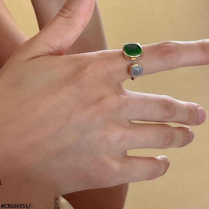 Grey & Green Painted Ring Adjustable