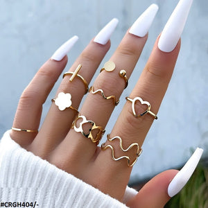 Heart & Flower 8 Midi Rings