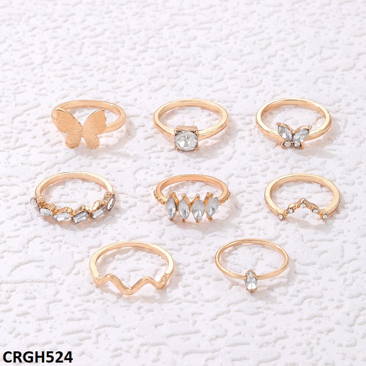 CRGH524 YYE Butterfly/V 8 Midi Rings - CRGH