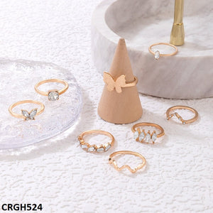 CRGH524 YYE Butterfly/V 8 Midi Rings - CRGH