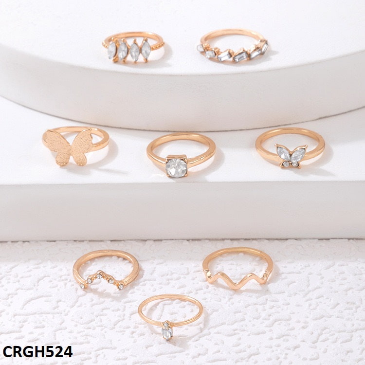 CRGH524 YYE Butterfly/V 8 Midi Rings - CRGH