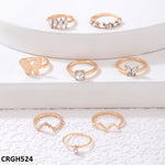 CRGH524 YYE Butterfly/V 8 Midi Rings - CRGH