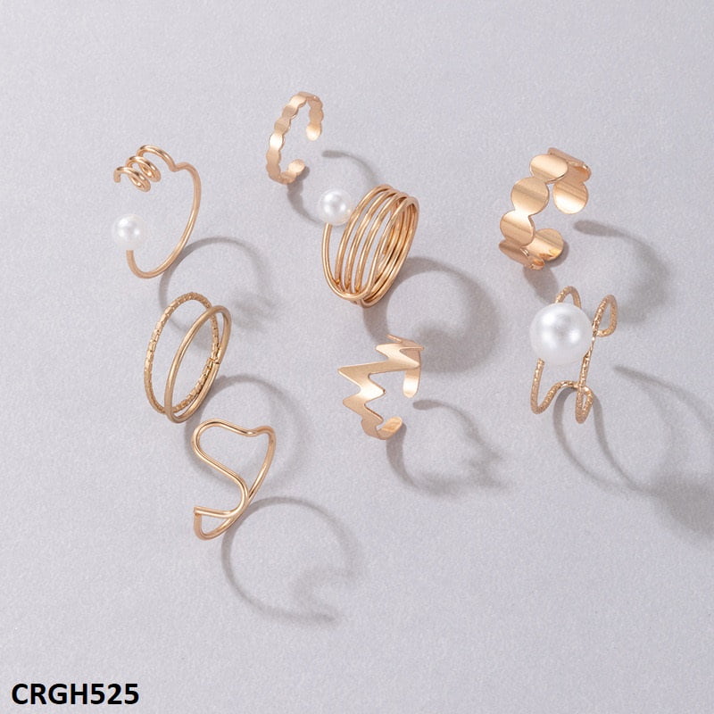 CRGH525 YYE Pearl/Curved 8 Midi Rings - CRGH