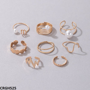 CRGH525 YYE Pearl/Curved 8 Midi Rings - CRGH