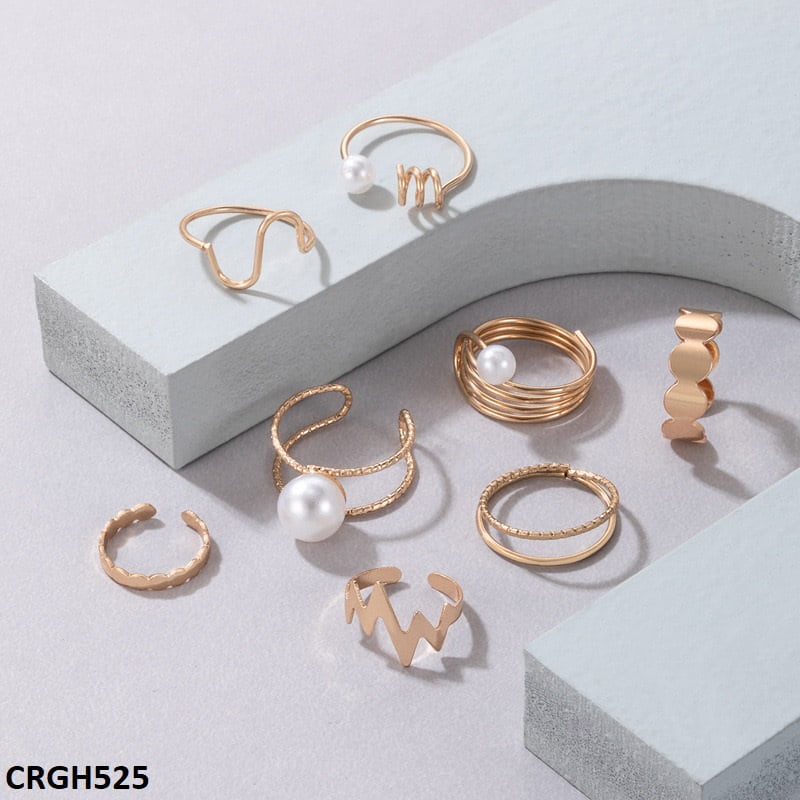 CRGH525 YYE Pearl/Curved 8 Midi Rings - CRGH