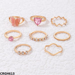 CRGH613 YYE Heart/Butterfly 8 Midi Rings - CRGH