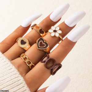 Flower/Heart 6 Midi Rings