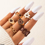 Flower/Heart 6 Midi Rings