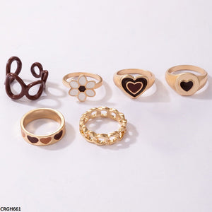 Flower/Heart 6 Midi Rings