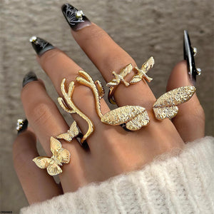 CRGH663 YYE Butterfly 4 Midi Rings - CRGH