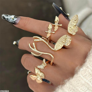 CRGH663 YYE Butterfly 4 Midi Rings - CRGH