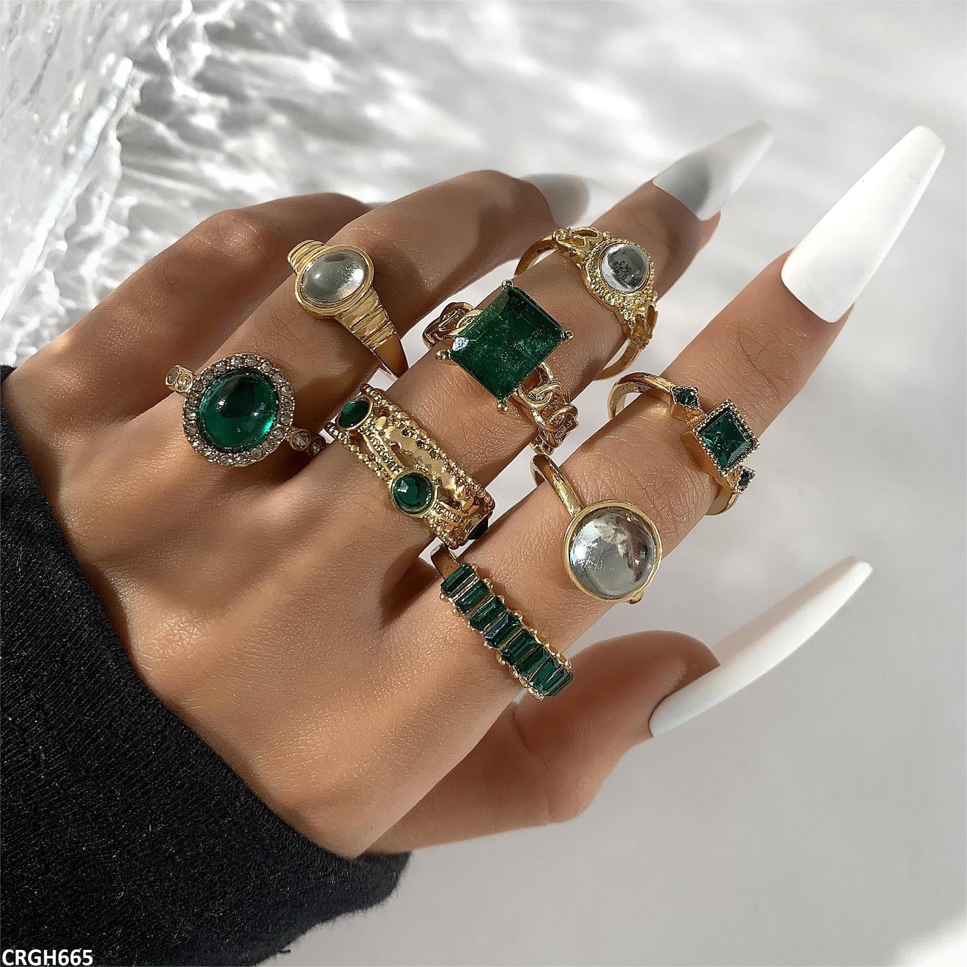 CRGH665 YYE Antique 8 Midi Rings - CRGH