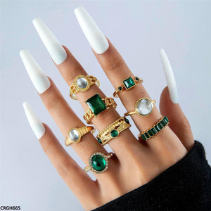 CRGH665 YYE Antique 8 Midi Rings - CRGH