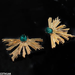 CETH114 YYE Peacock Leaft Studs - CETH