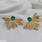 CETH114 YYE Peacock Leaft Studs - CETH