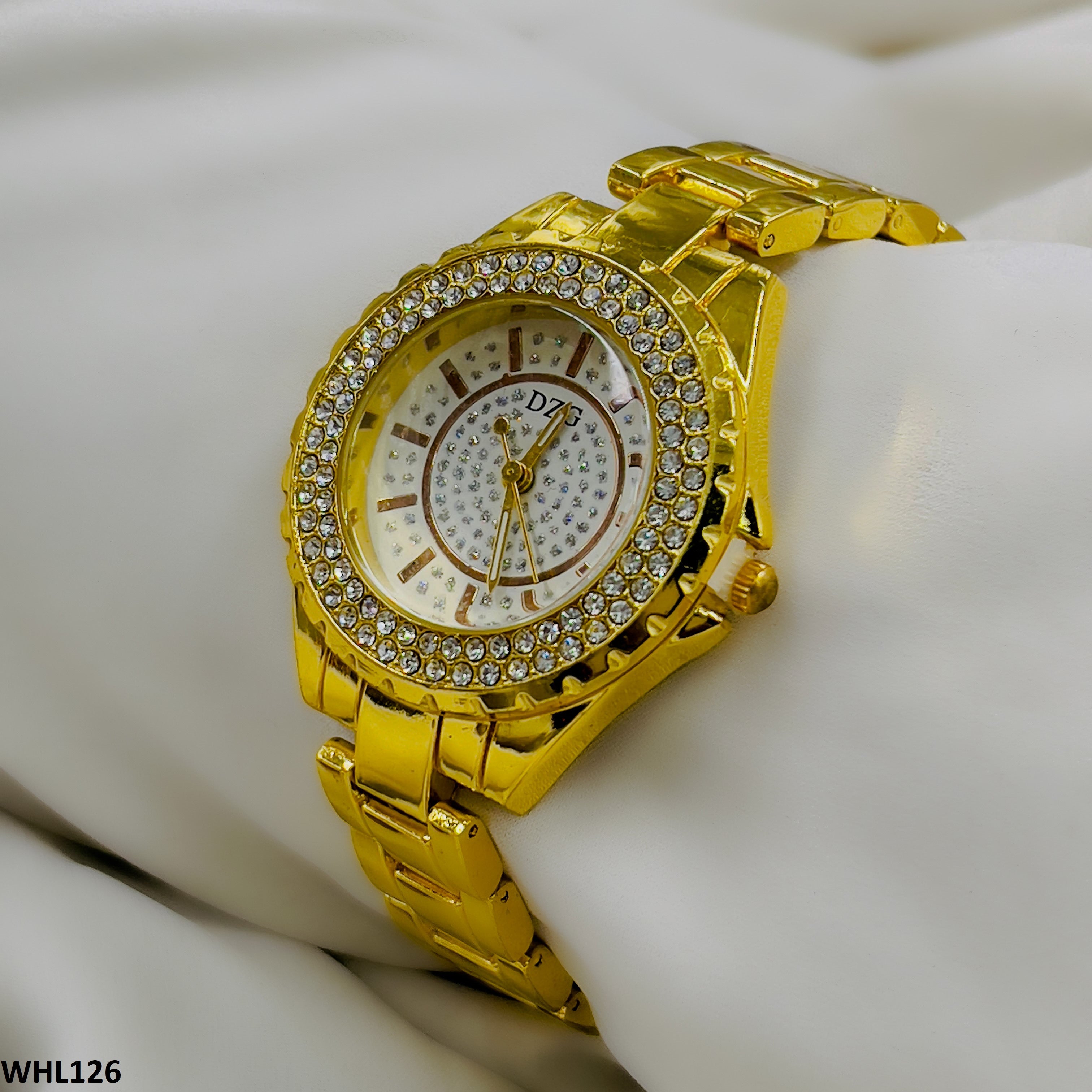 Rhinestone Round Dial Quartz Watch