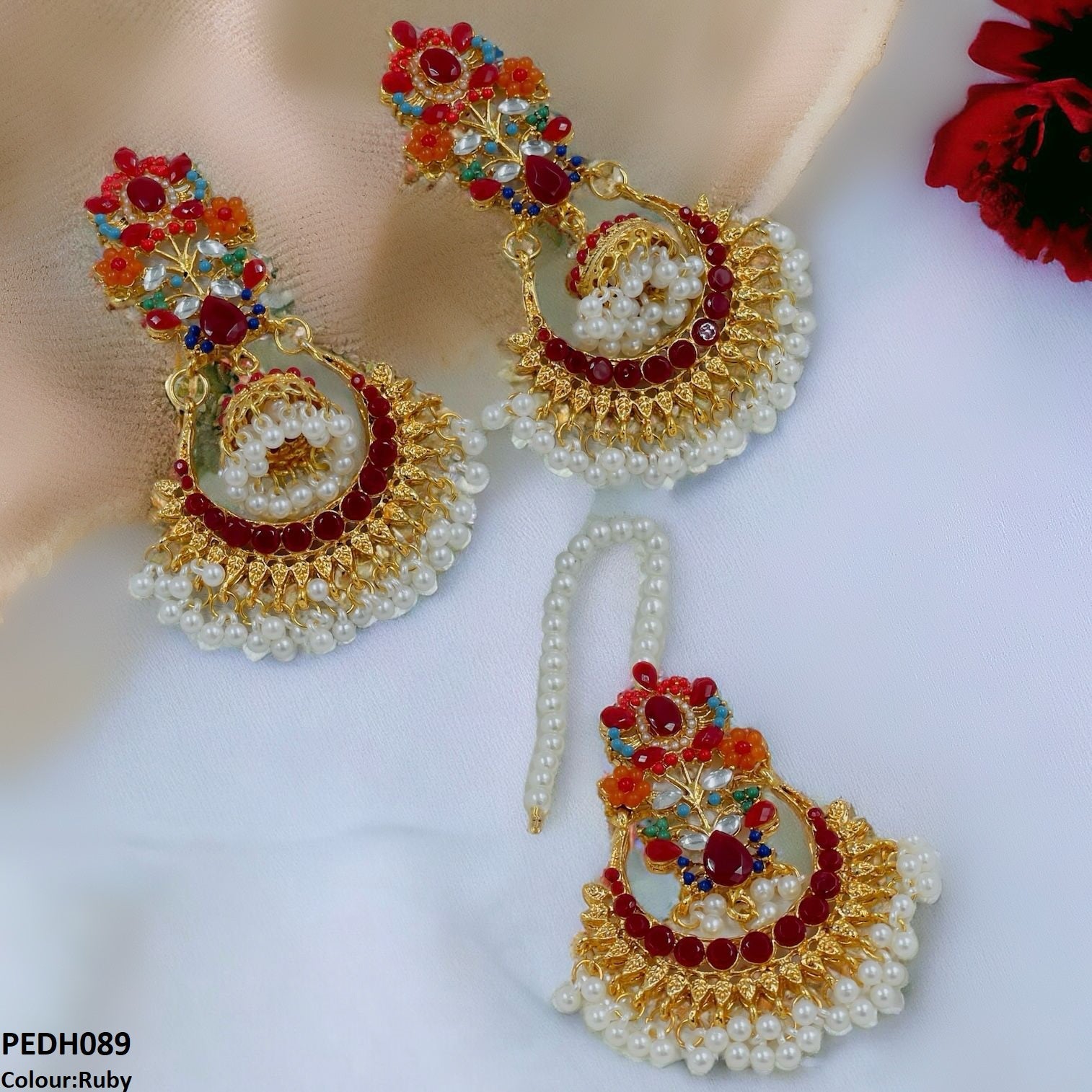 Flower Jhumki Drop Earrings