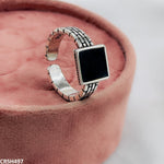 Painted Black Square Ring Adjustable