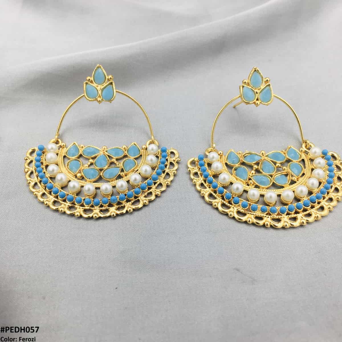 Moon Pear Ear Drop Earrings Pair