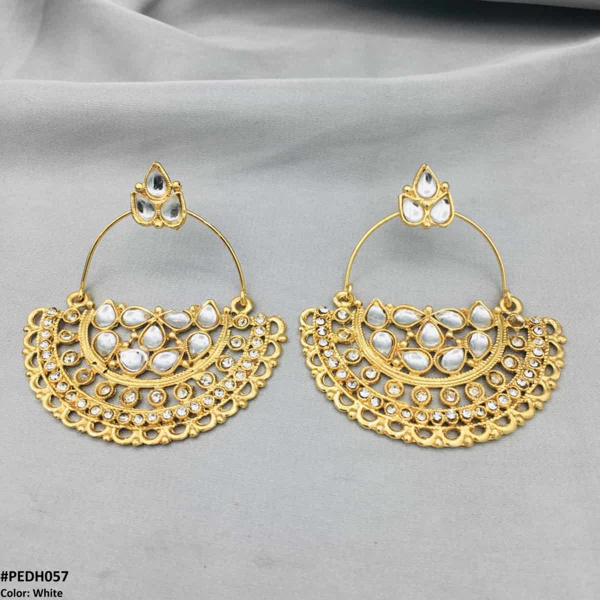 Moon Pear Ear Drop Earrings Pair