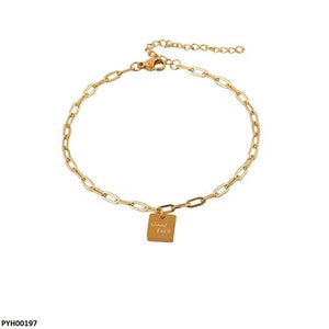 Stainless Steel Good Luck Rectangle Single Anklet