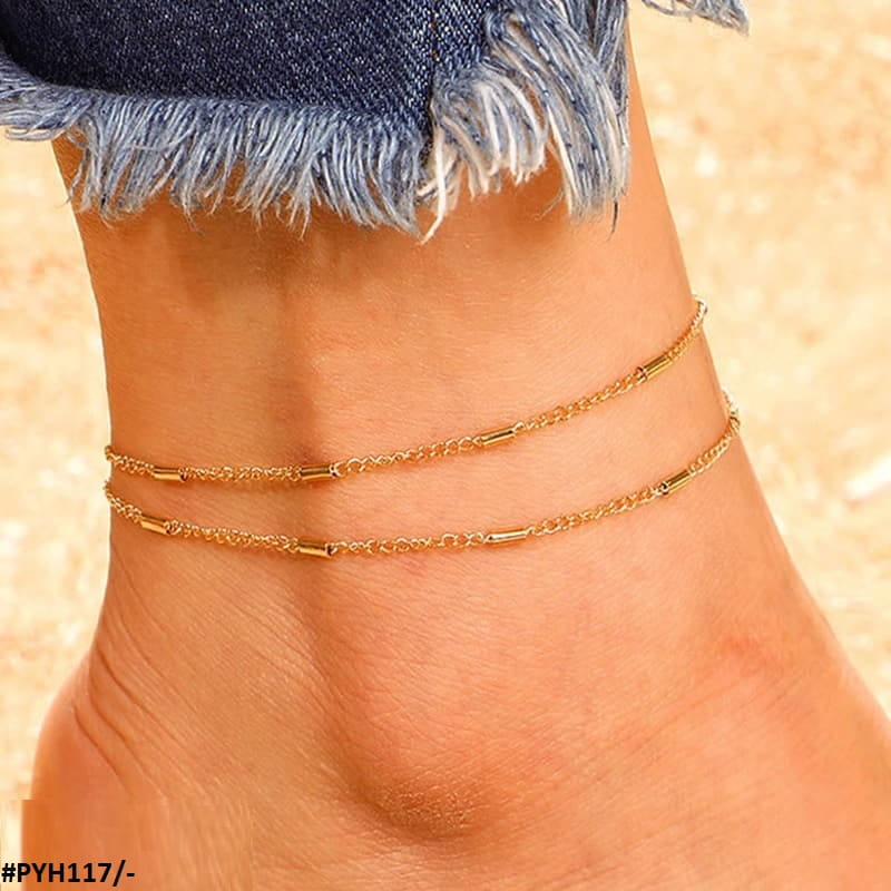 PYH117 YYE Baguette Curb 2 Foot Anklets - PYH