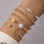 TBRH345 YYE Butterfly/Oval/Pearl Bracelet Set - TBRH