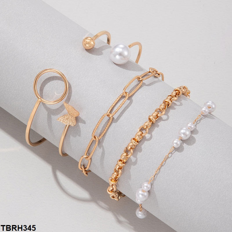 TBRH345 YYE Butterfly/Oval/Pearl Bracelet Set - TBRH