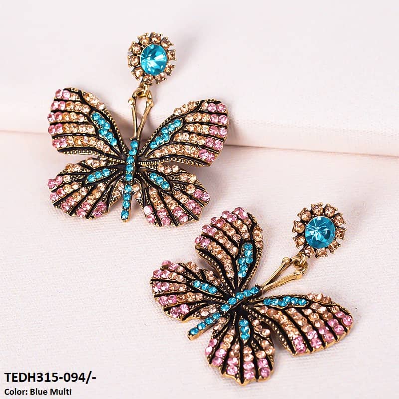 Butterfly Teardrop Earrings Pair