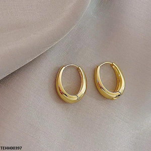 Oval Ear Hoops Pair