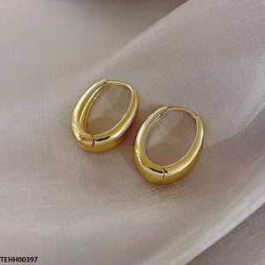 Oval Ear Hoops Pair