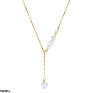 TNCH296 BJF Round Chain Pearl Drop Necklace - TNCH