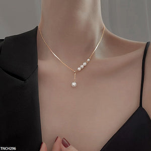 TNCH296 BJF Round Chain Pearl Drop Necklace - TNCH