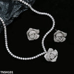 TNSH101 DNG Square Flower Necklace Set - TNSH