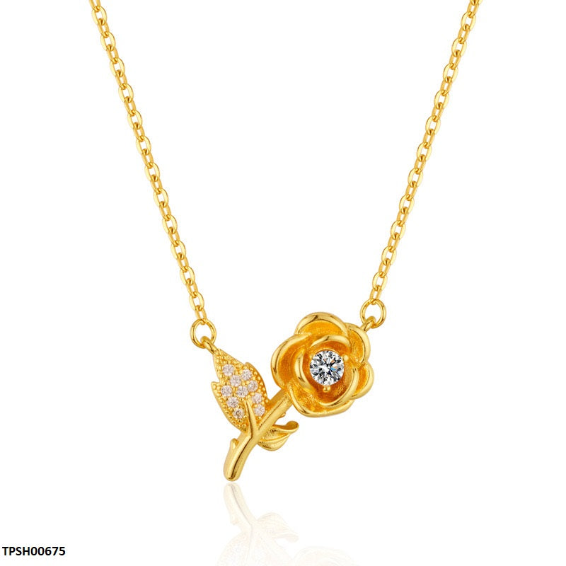 TPSH00675 ZFQ Flower Pendent with Chain - TPSH