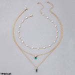 TPSH445 YYE Baguette/Round Pendent With Link Chains - CPSH