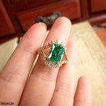 TRGH124 BJF  Emerald Eye Ring Adjustable - TRGH