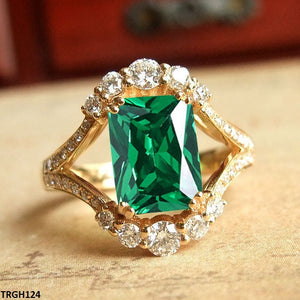 TRGH124 BJF  Emerald Eye Ring Adjustable - TRGH